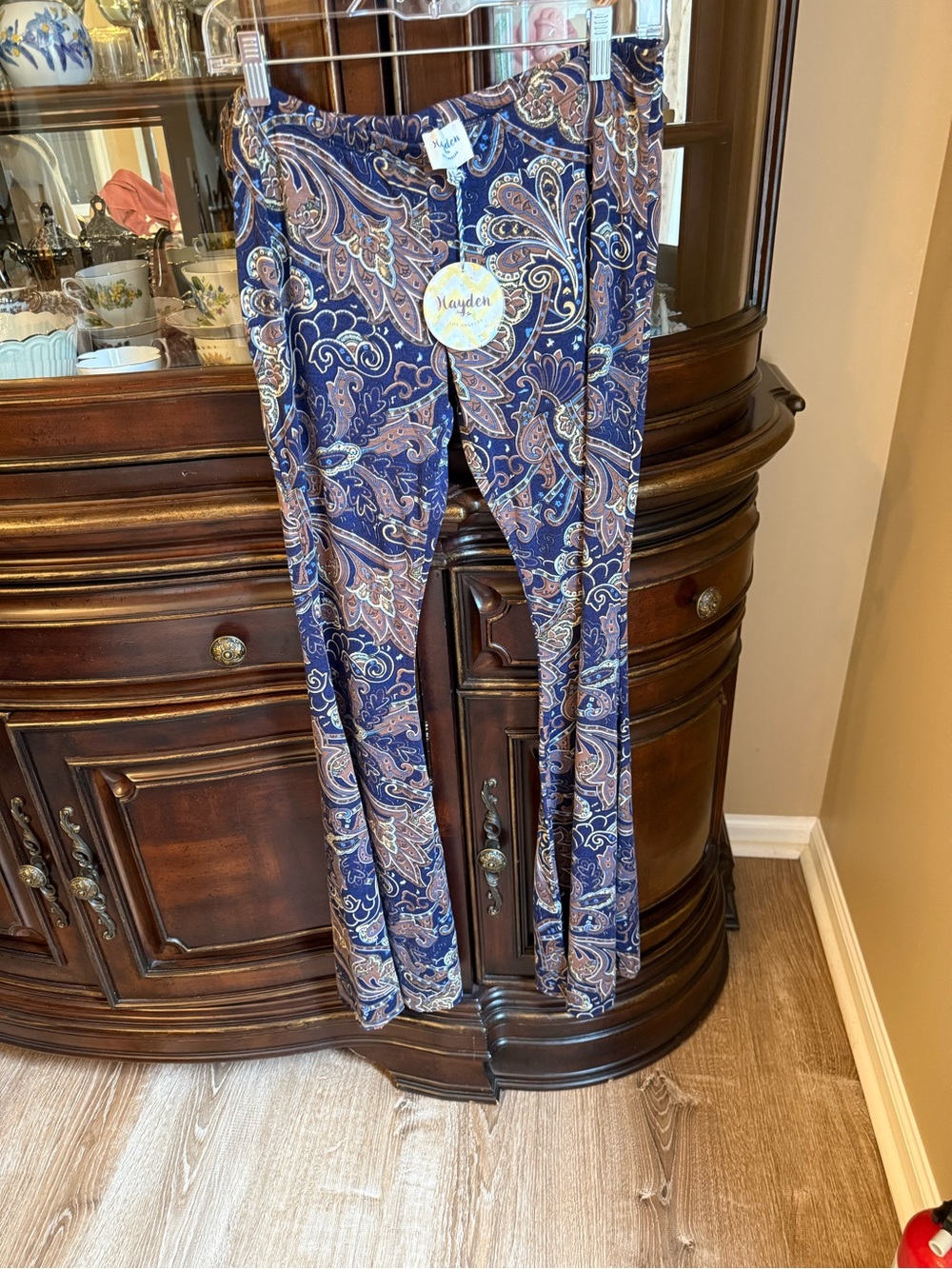 Hayden Navy Blue Paisley Wide Leg Pants